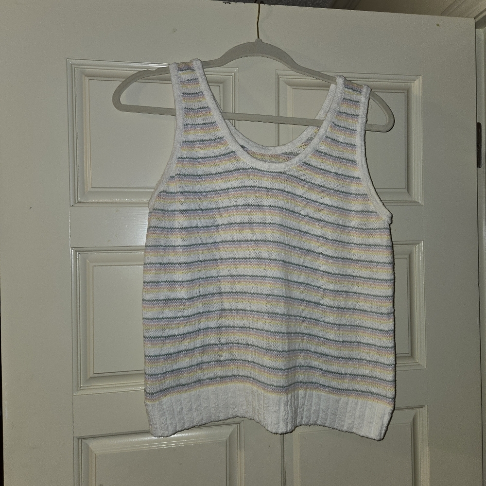 Loft rainbow striped tank top LG Petite